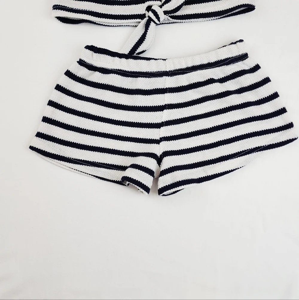 Vince Camuto Navy and White Striped Knit Set